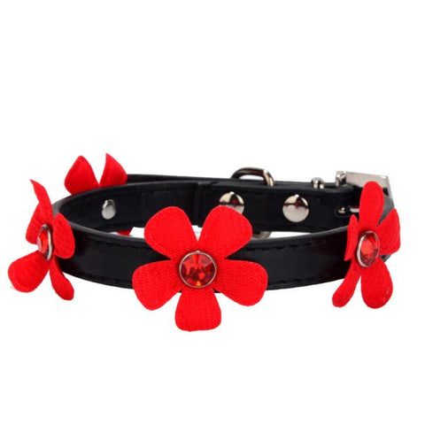 Dog Collar Bling Crystal With Flowers
