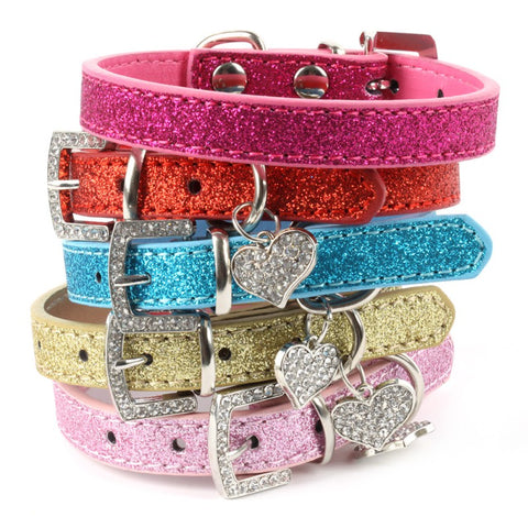Crystal Leather Dog Collars