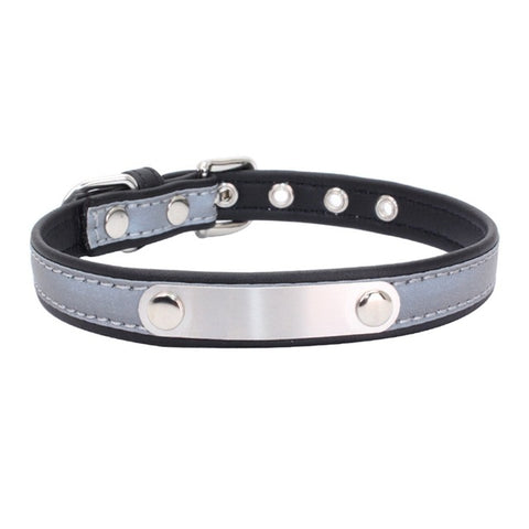 Reflective Leather Personalized Dog Collar