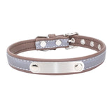 Reflective Leather Personalized Dog Collar