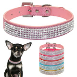 Bling Collar Rhinestone Leather Crystal Puppy Collar