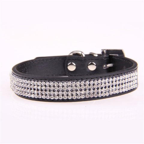 Bling Collar Rhinestone Leather Crystal Puppy Collar