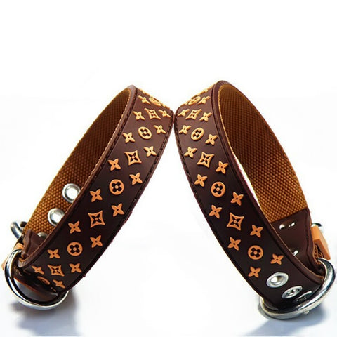 Dog Collar Lead Black Brown High Quality Rubber